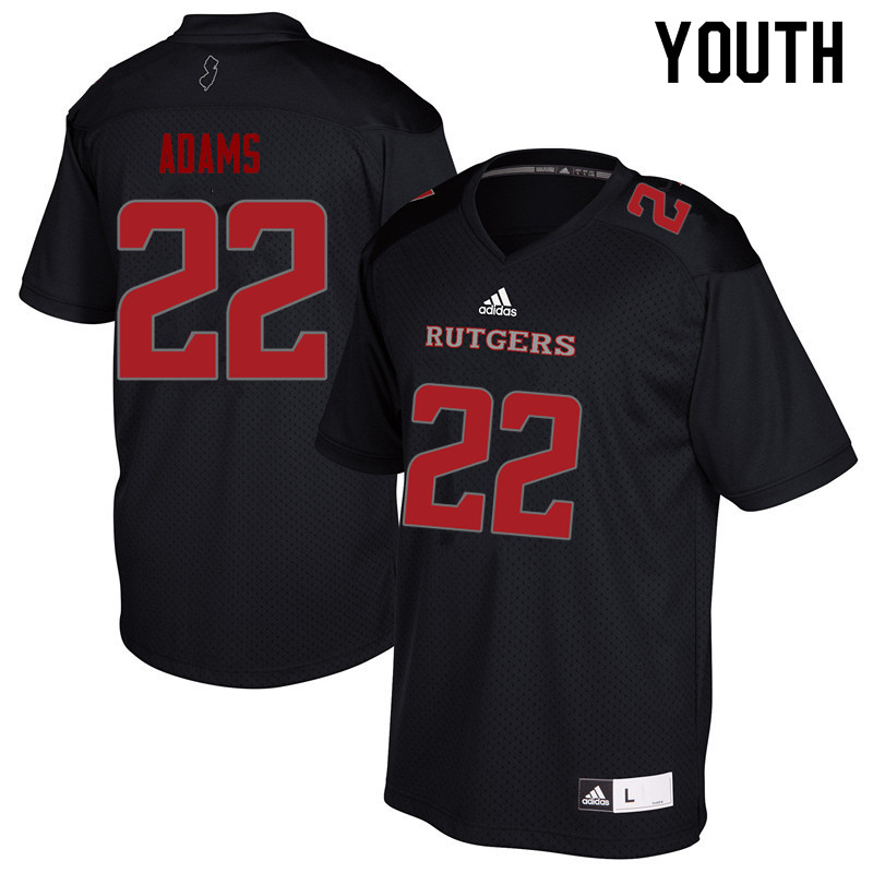 Youth #22 Kay'Ron Adams Rutgers Scarlet Knights College Football Jerseys Sale-Black - Click Image to Close